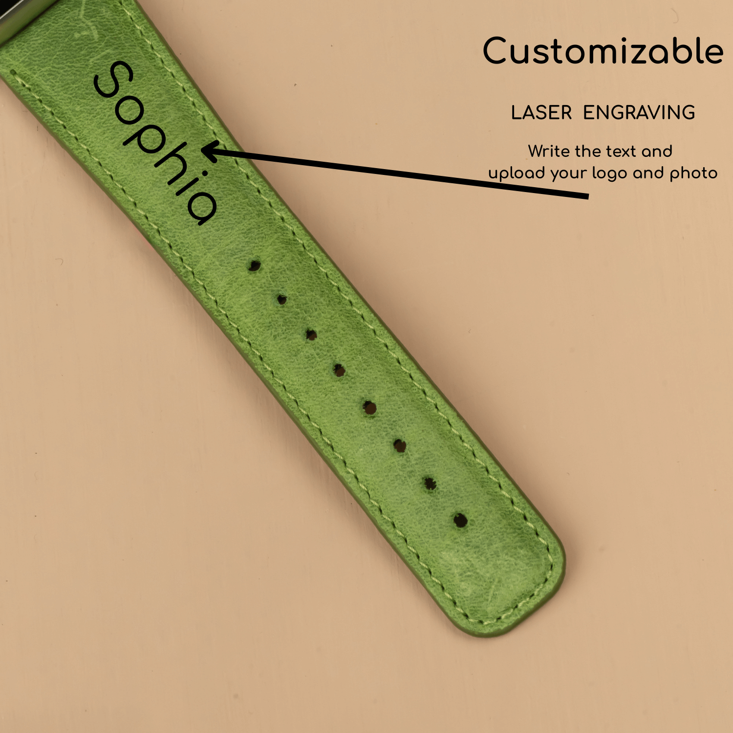 Apple Watch Sheen Green Leather Strap - Boston