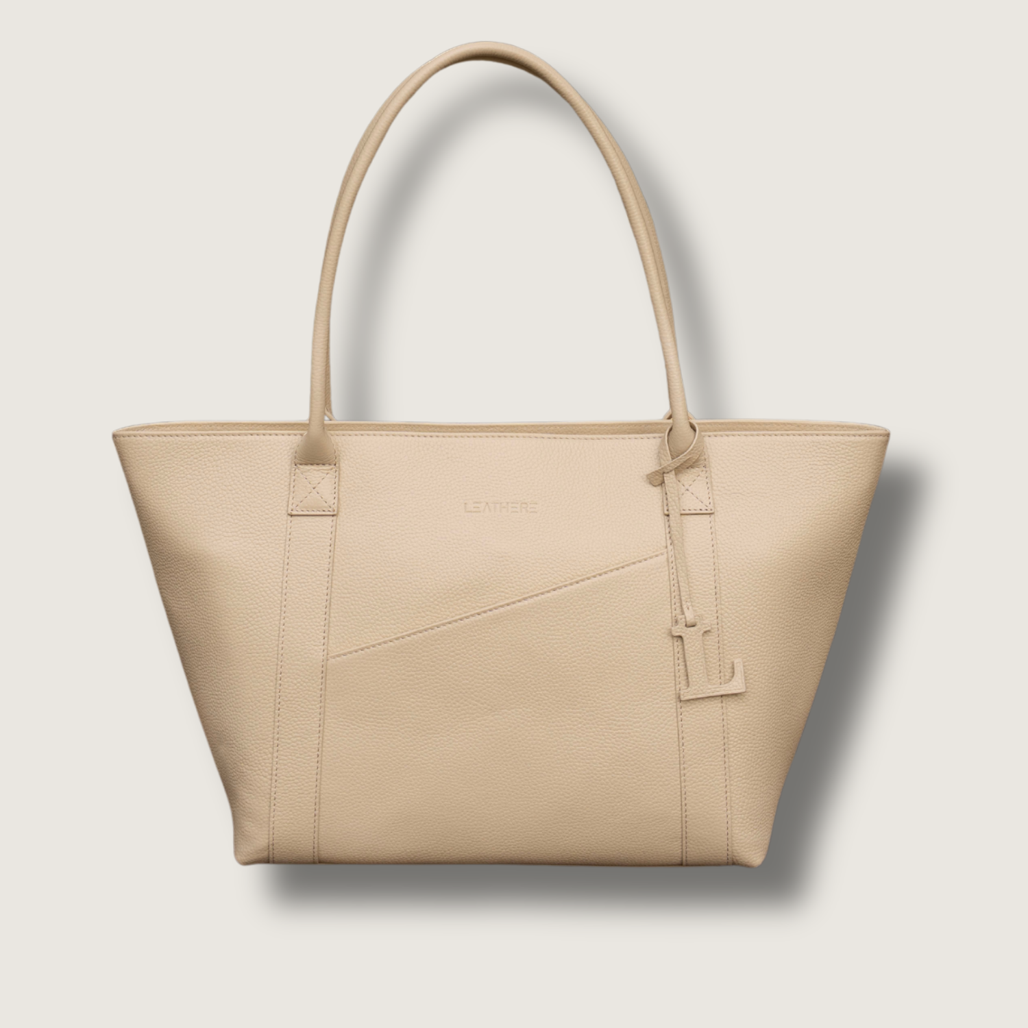 The Leathere New York Tote - Beige