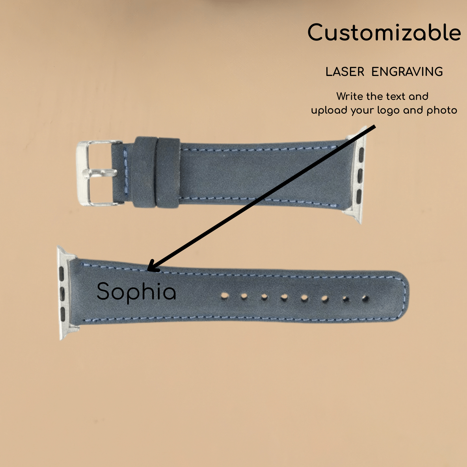 Apple Watch Blue Leather Strap - Boston
