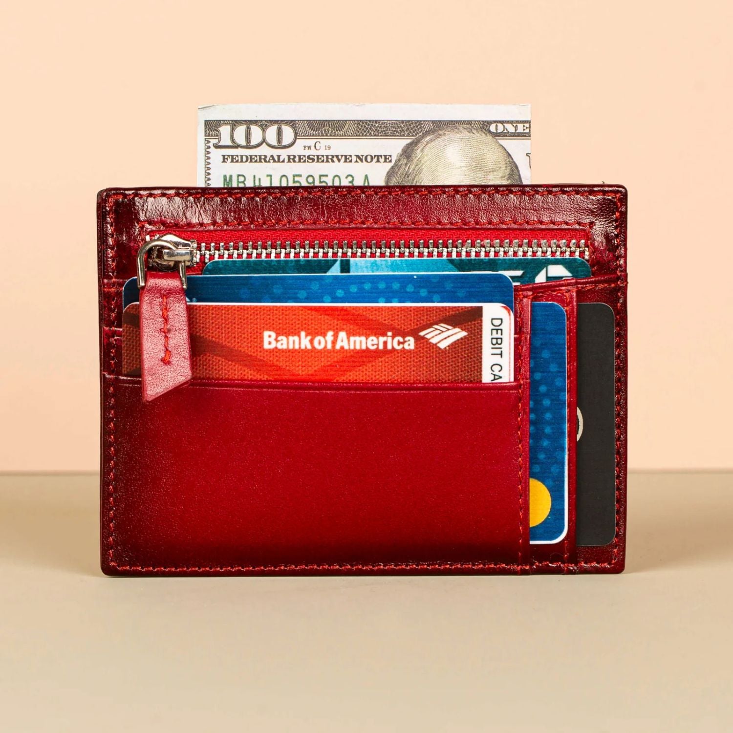 Zippered Genuine Leather Card Holder – Gift Box Edition (10 Colors) - Concord