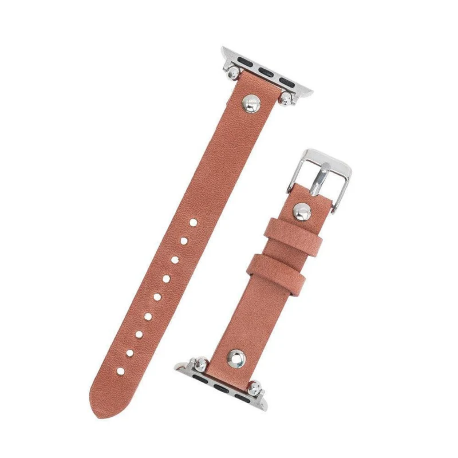 Dusty Rose Leather Slim Apple Watch Band with Rivet - LEATHERE