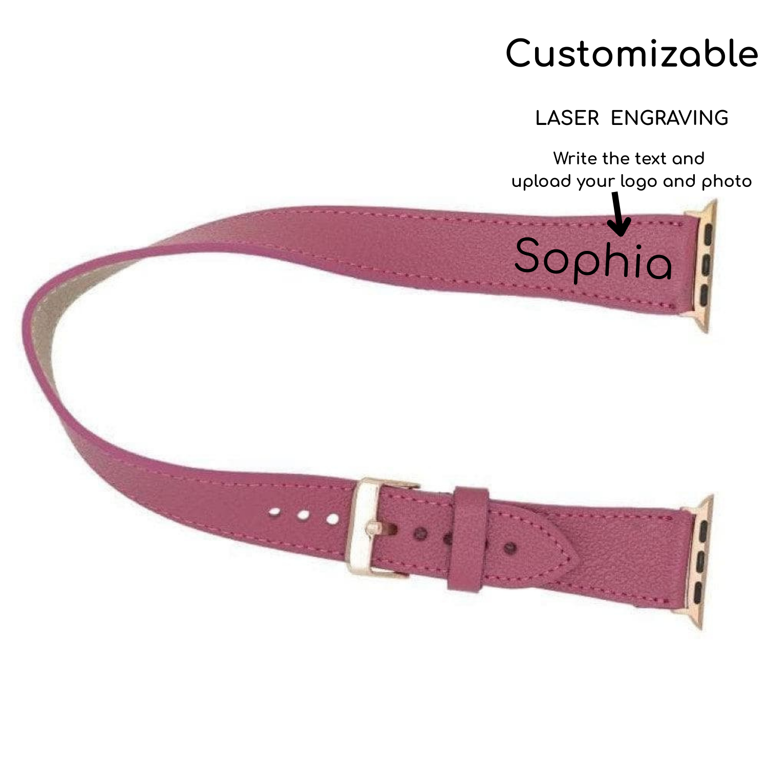 Luxury Double Wrap Dark Pink Leather Apple Watch Band - San Diego