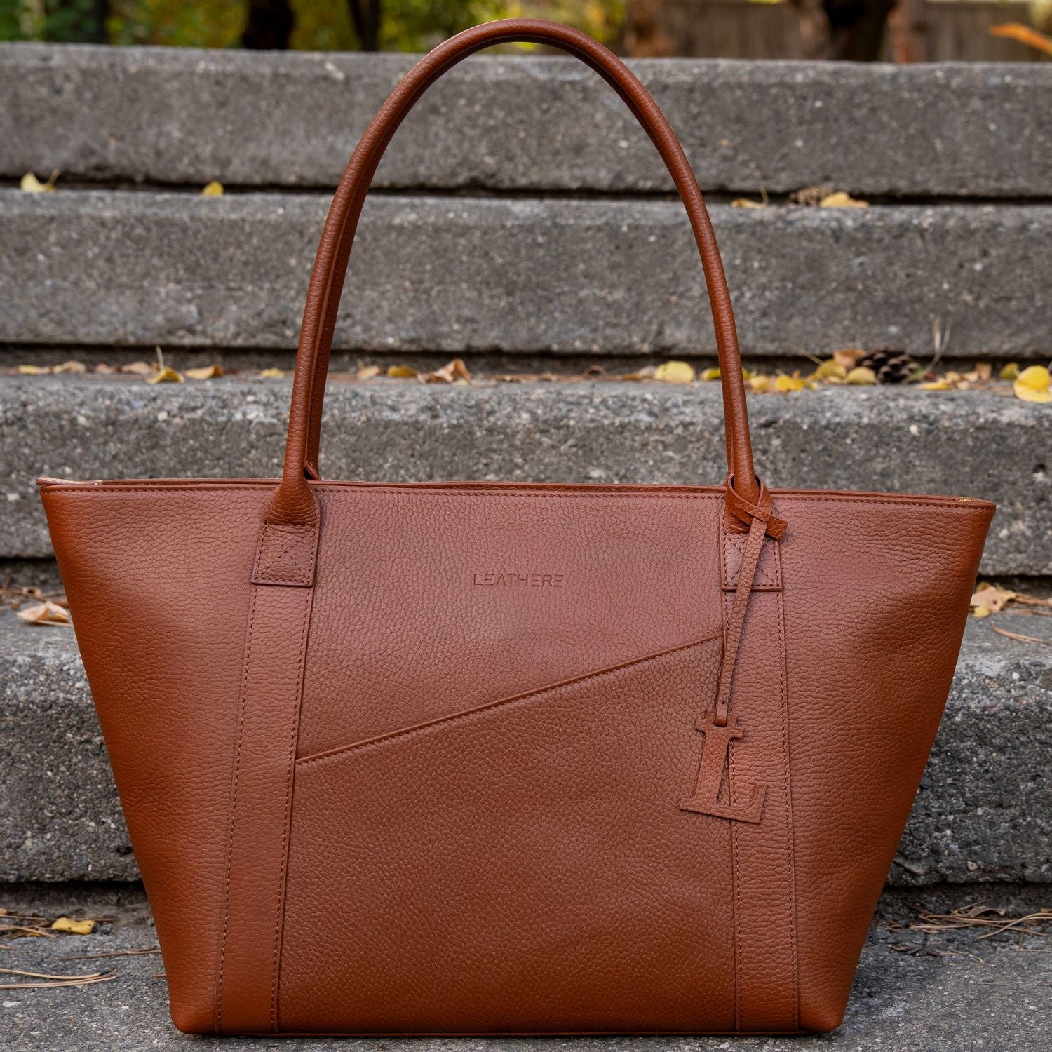 The Leathere New York Tote - Cognac