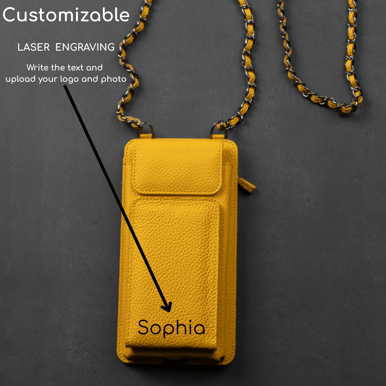 Leather Yellow Crossbody Bag Phone Wallet - Columbus