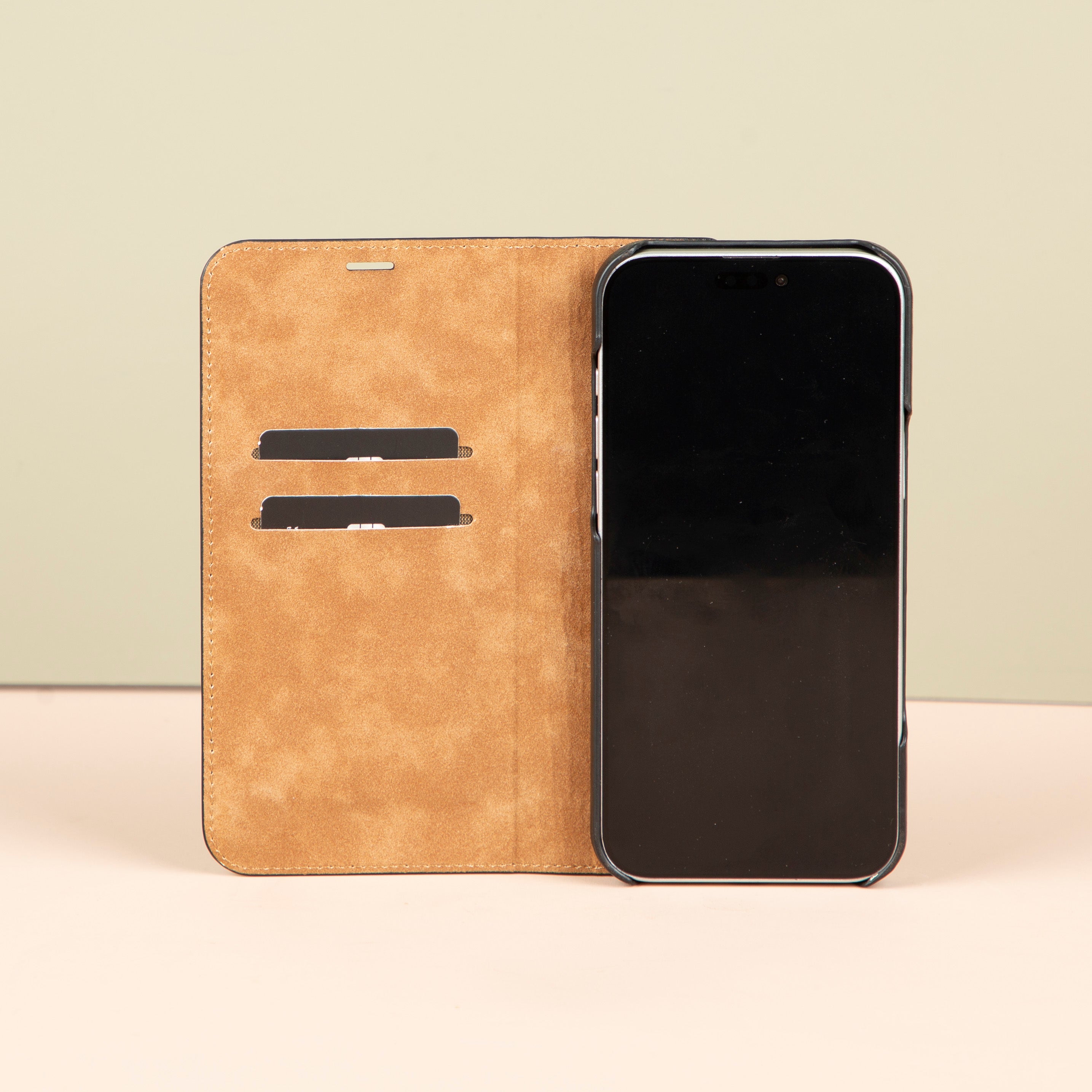 iPhone 16 Series Leather Wallet Case - Black - Seoul