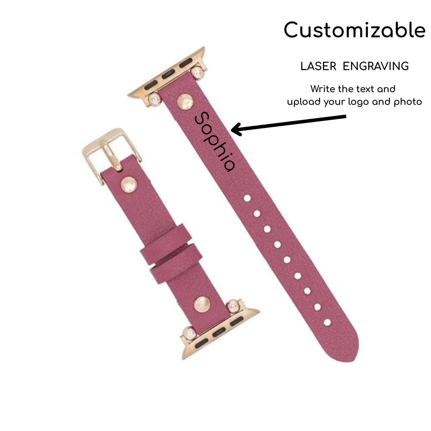Apple Watch Magenta Leather Strap - Detroit