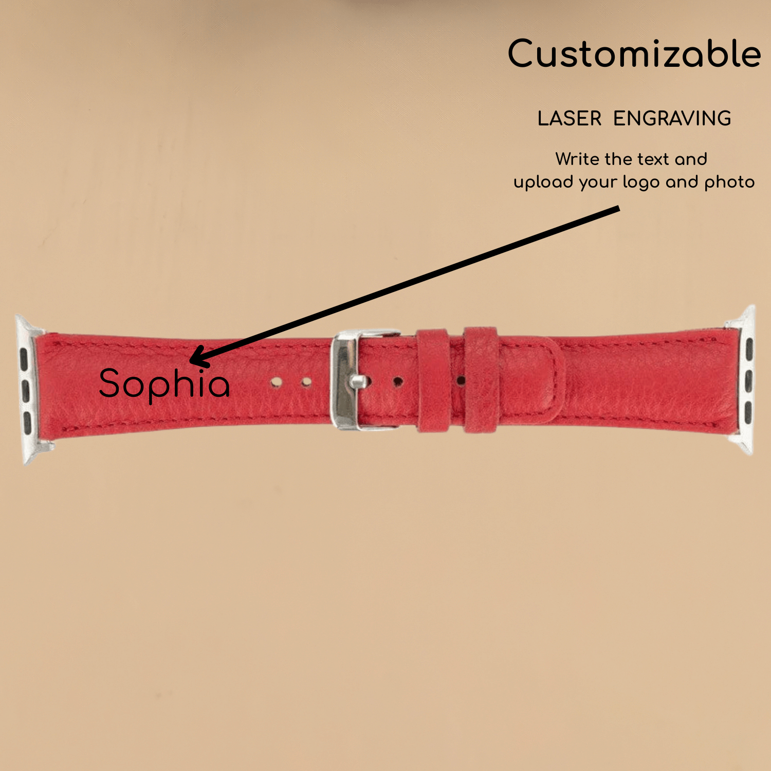 Apple Watch Red Leather Strap - Boston