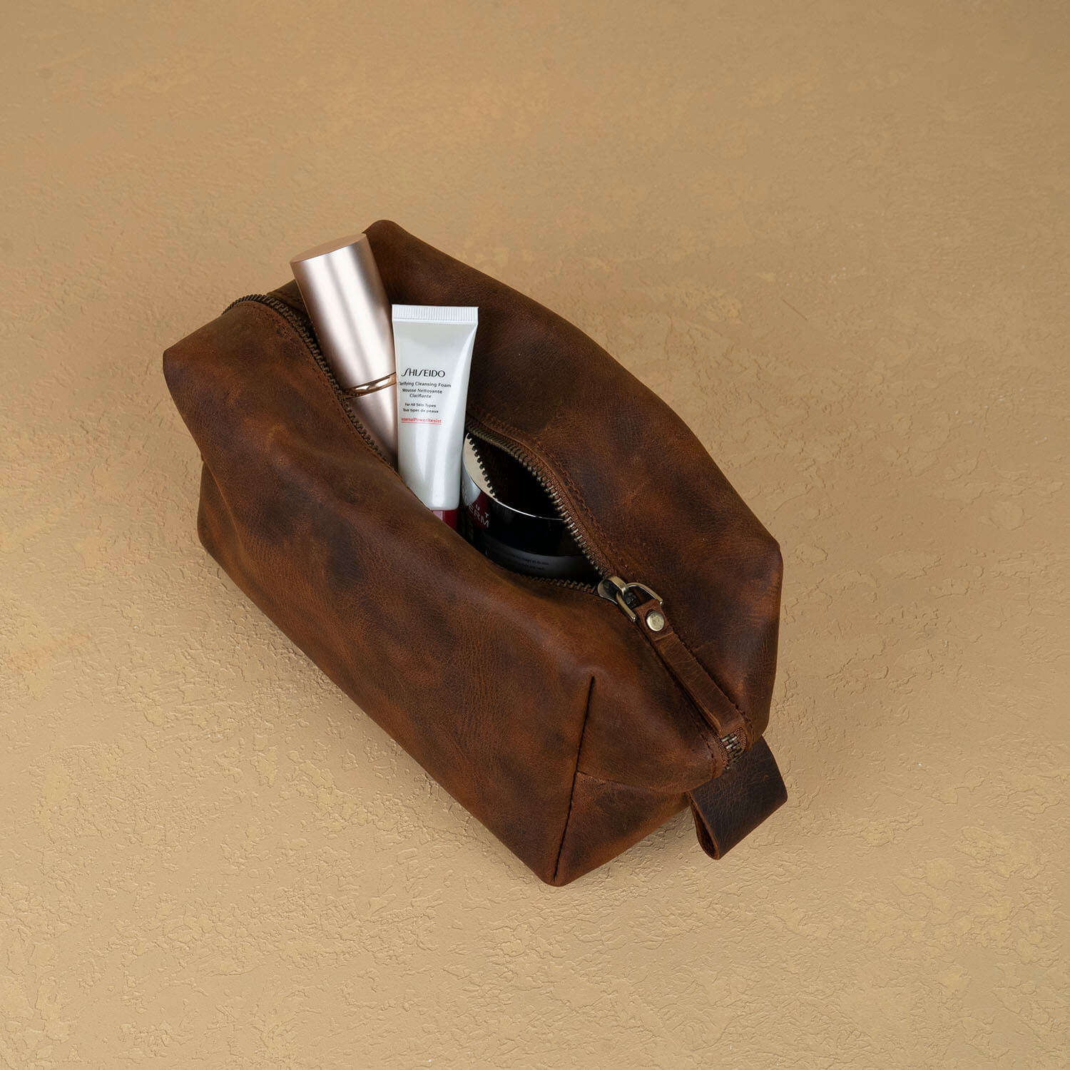 Handmade Leather Makeup Bag - Rich Brown- Minneapolis