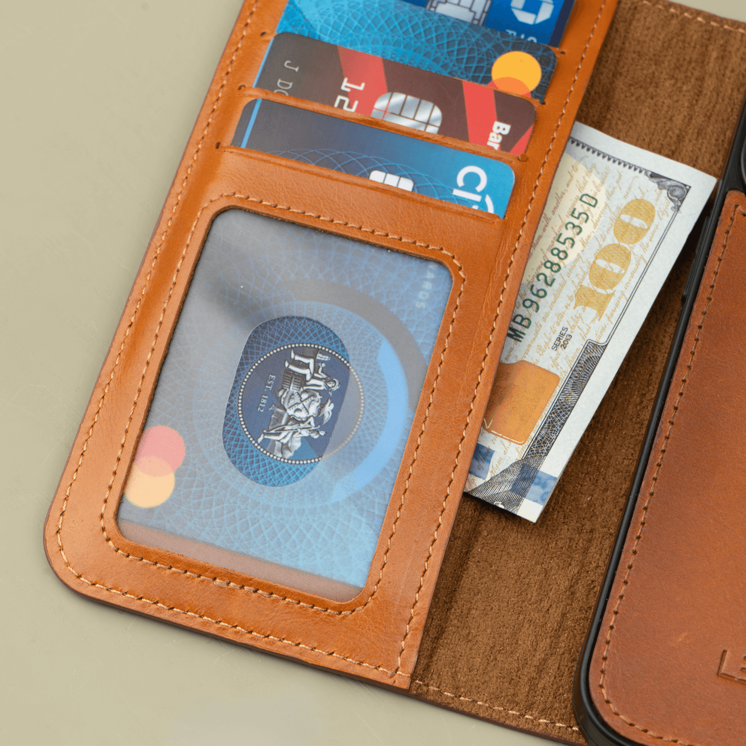 iPhone 15 Series Rustic Brown Leather Wallet Case - New York