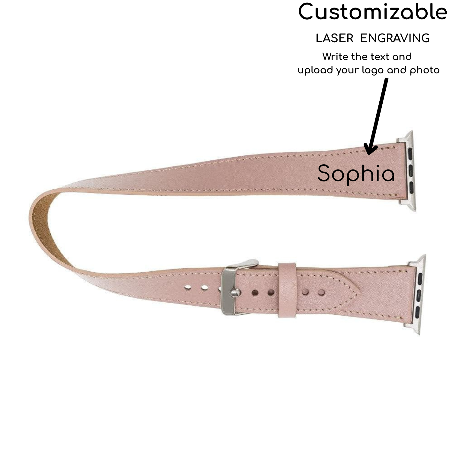 Luxury Double Wrap Pink Leather Apple Watch Band - San Diego
