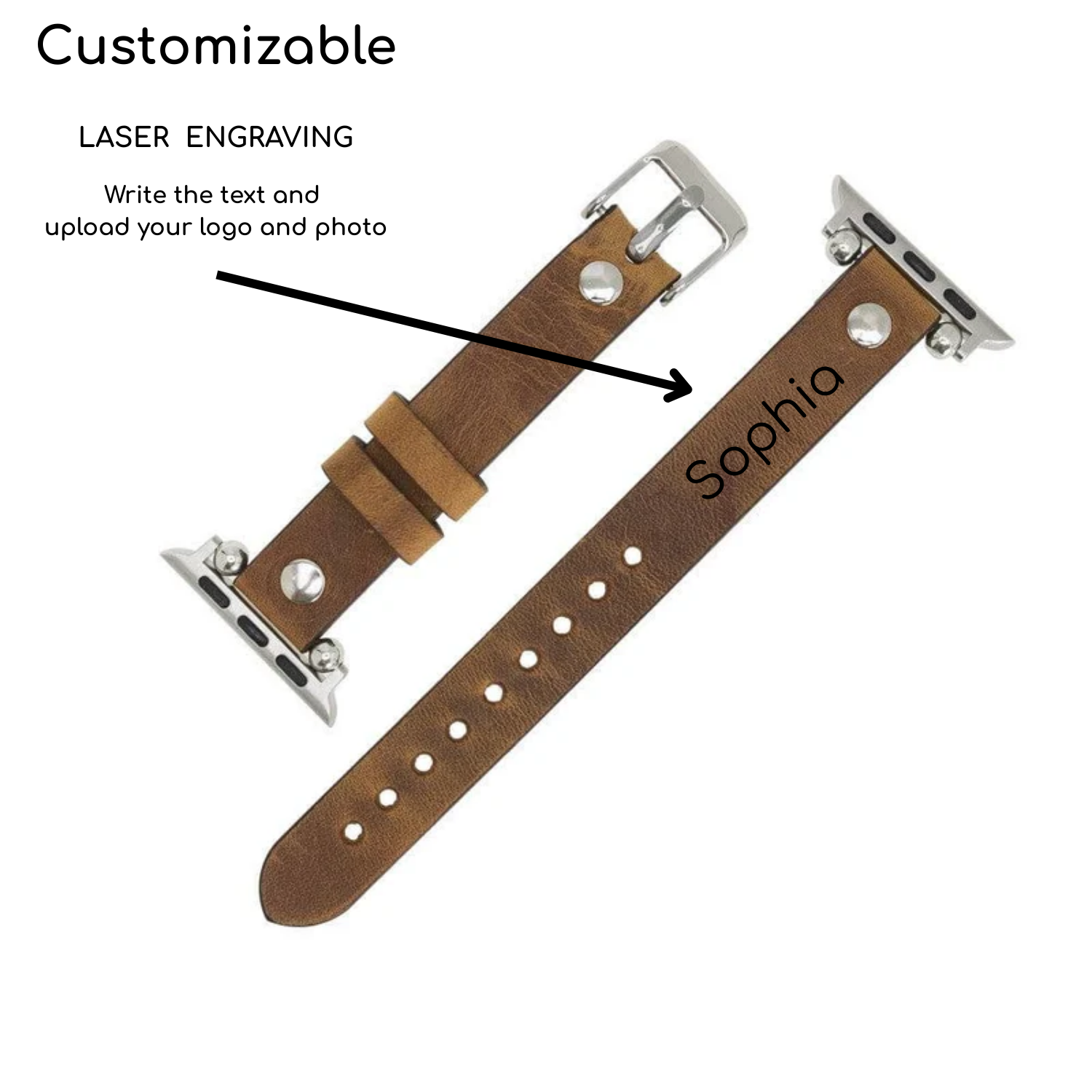 Apple Watch Caramel Brown Leather Strap - Detroit