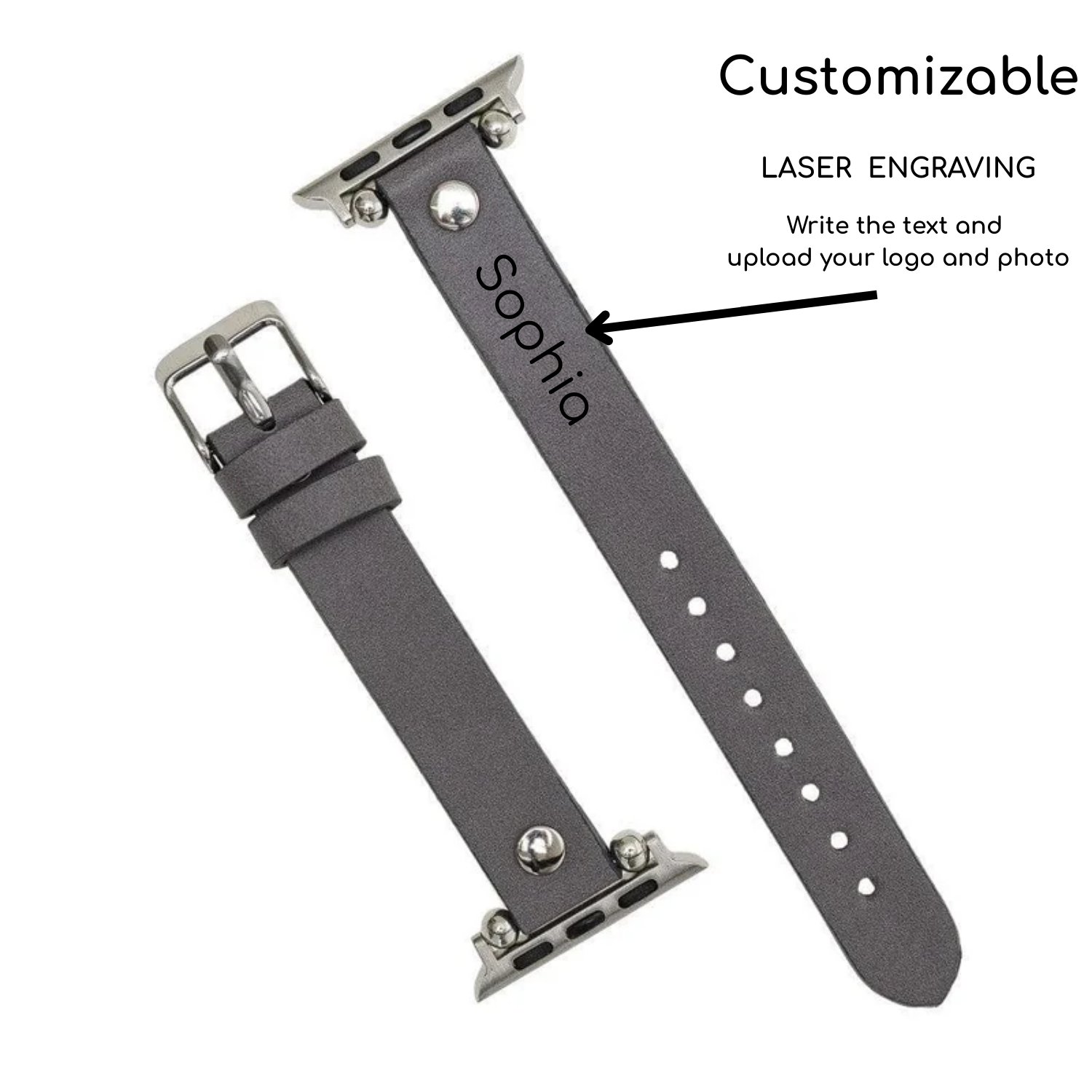 Apple Watch Dark Grey Leather Strap - Detroit