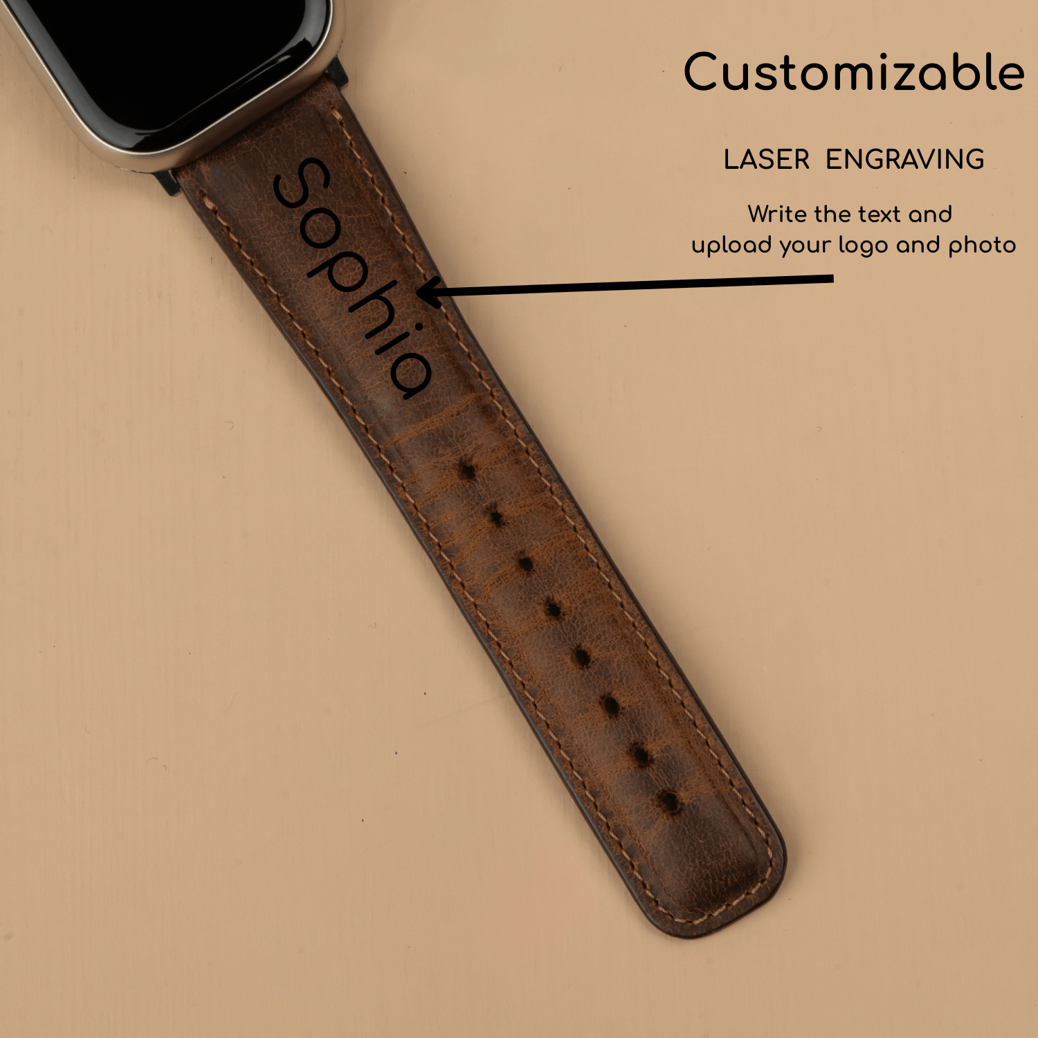 Apple Watch Dark Brown Leather Strap - Boston