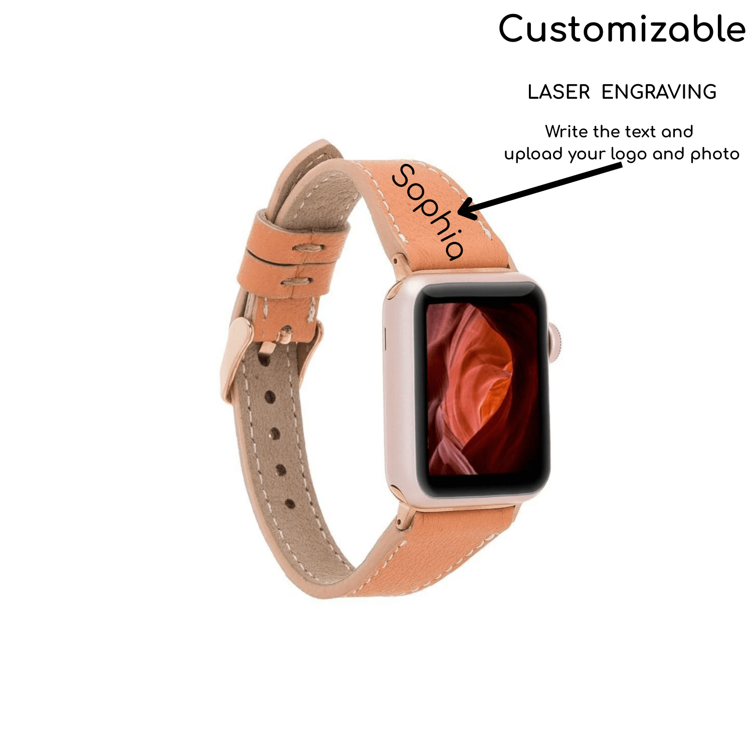 Classic Red Leather Apple Watch Band - Dallas