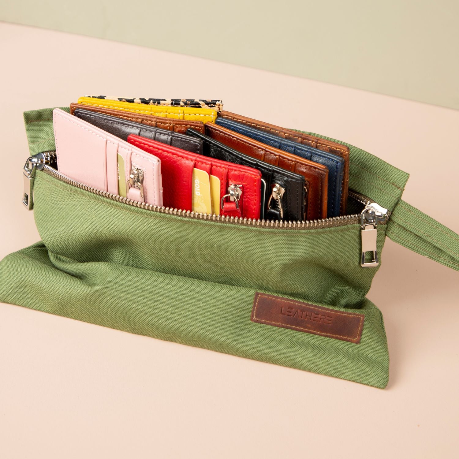 Zippered Genuine Leather Card Holder – Gift Box Edition (10 Colors) - Concord