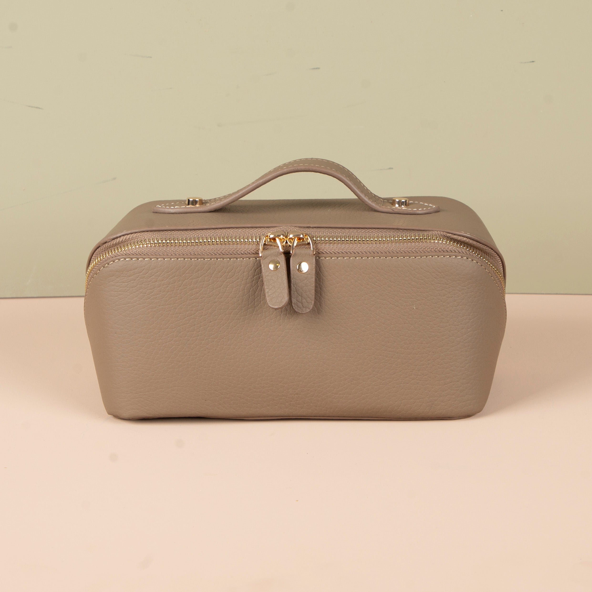 Luxury Leather Travel Vanity Case – Elegant & Spacious- Warm taupe - San Jose
