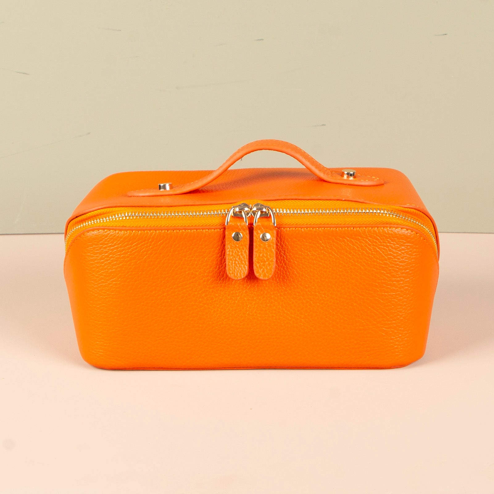 Luxury Leather Travel Vanity Case – Elegant & Spacious- mandarin - San Jose