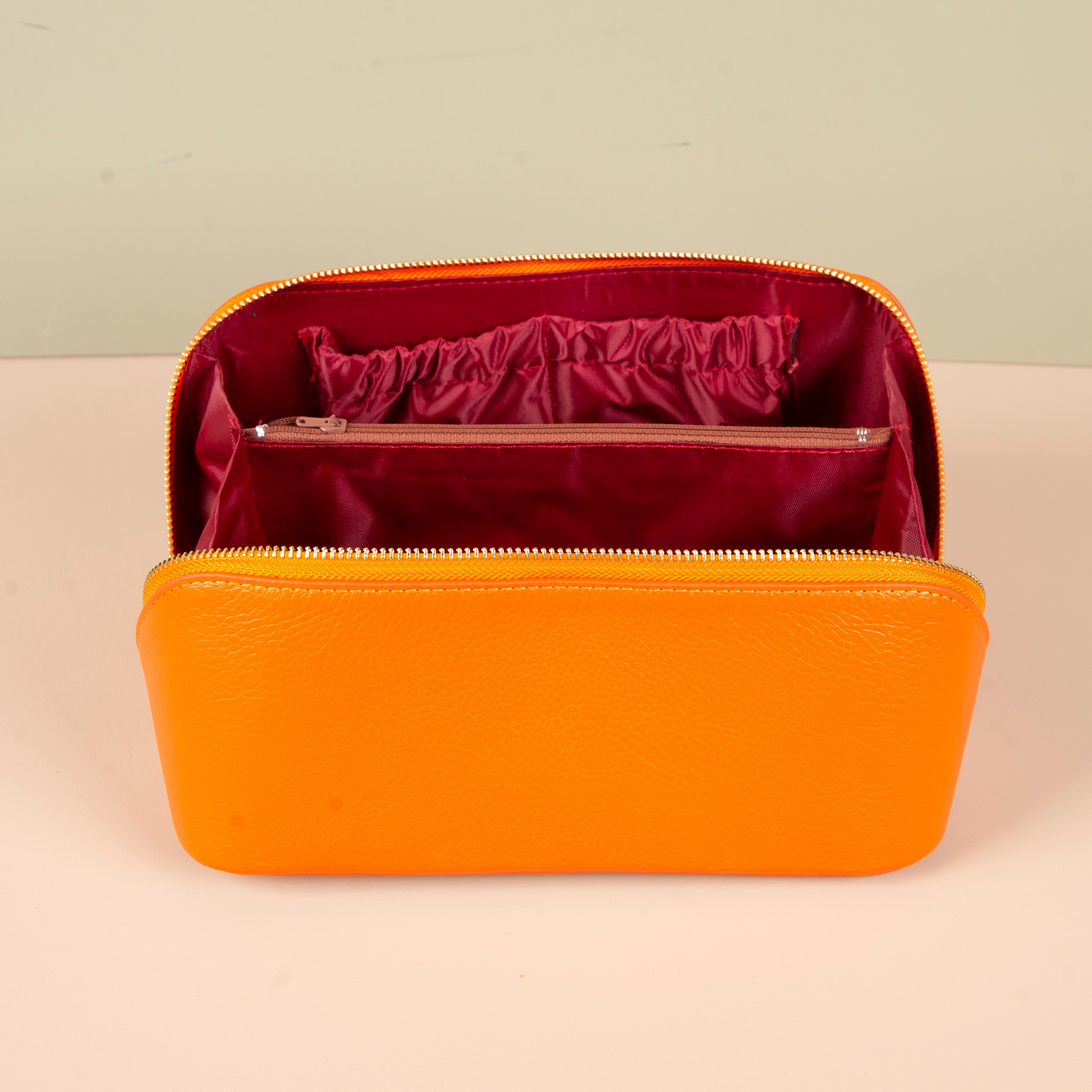 Luxury Leather Travel Vanity Case – Elegant & Spacious- mandarin - San Jose