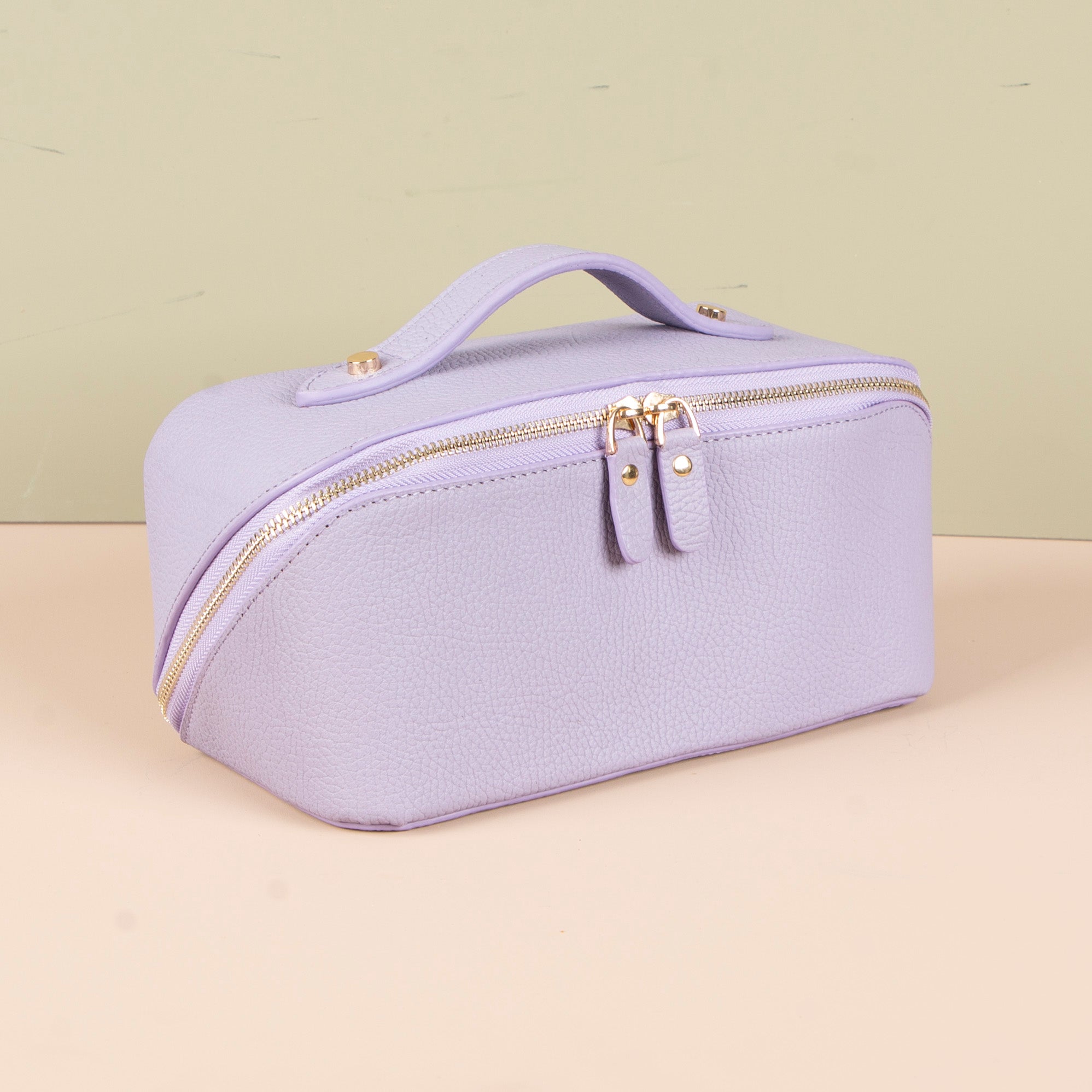 Luxury Leather Travel Vanity Case – Elegant & Spacious- Soft lavender - San Jose