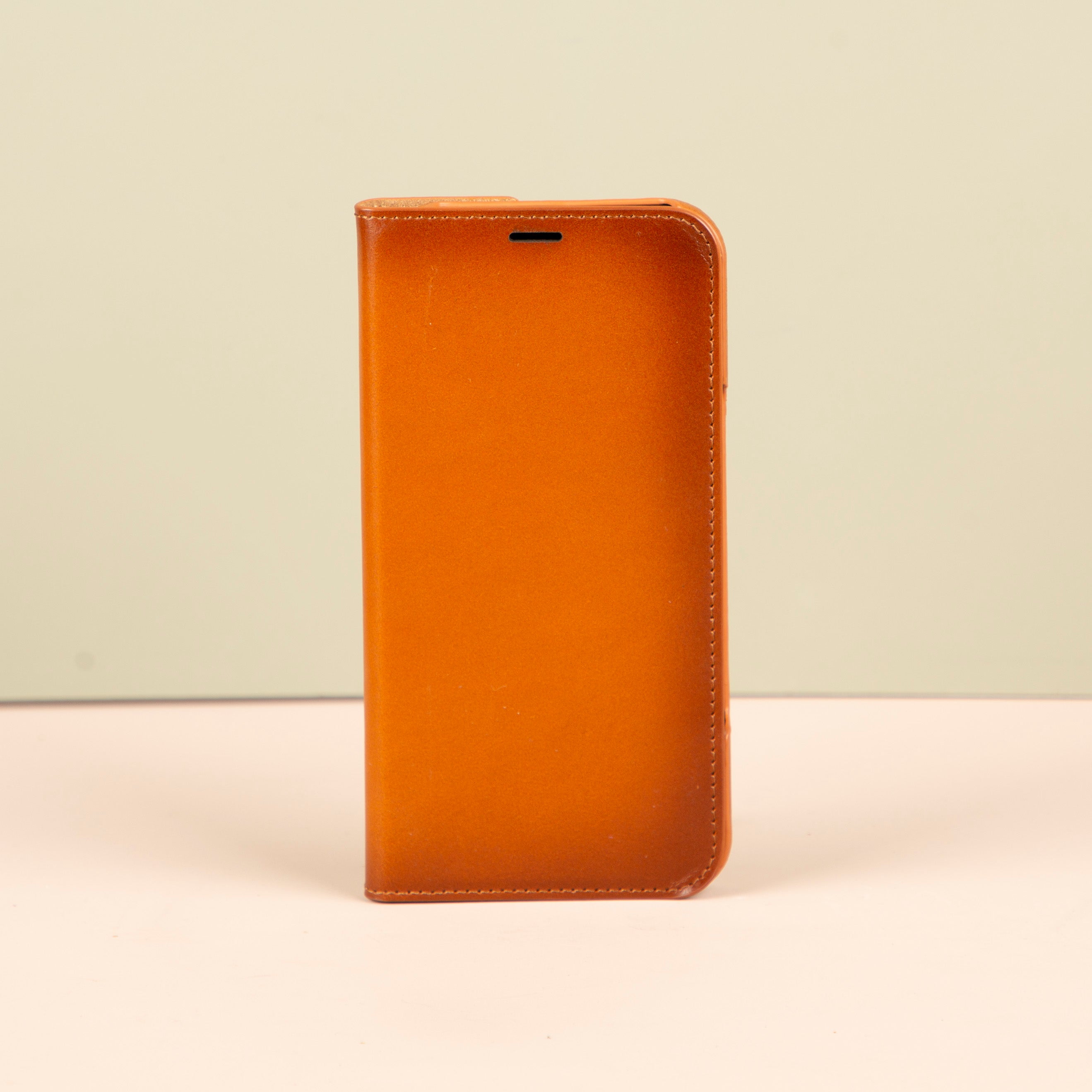 iPhone 16 Series Leather Wallet Case - Orange Brown - Seoul