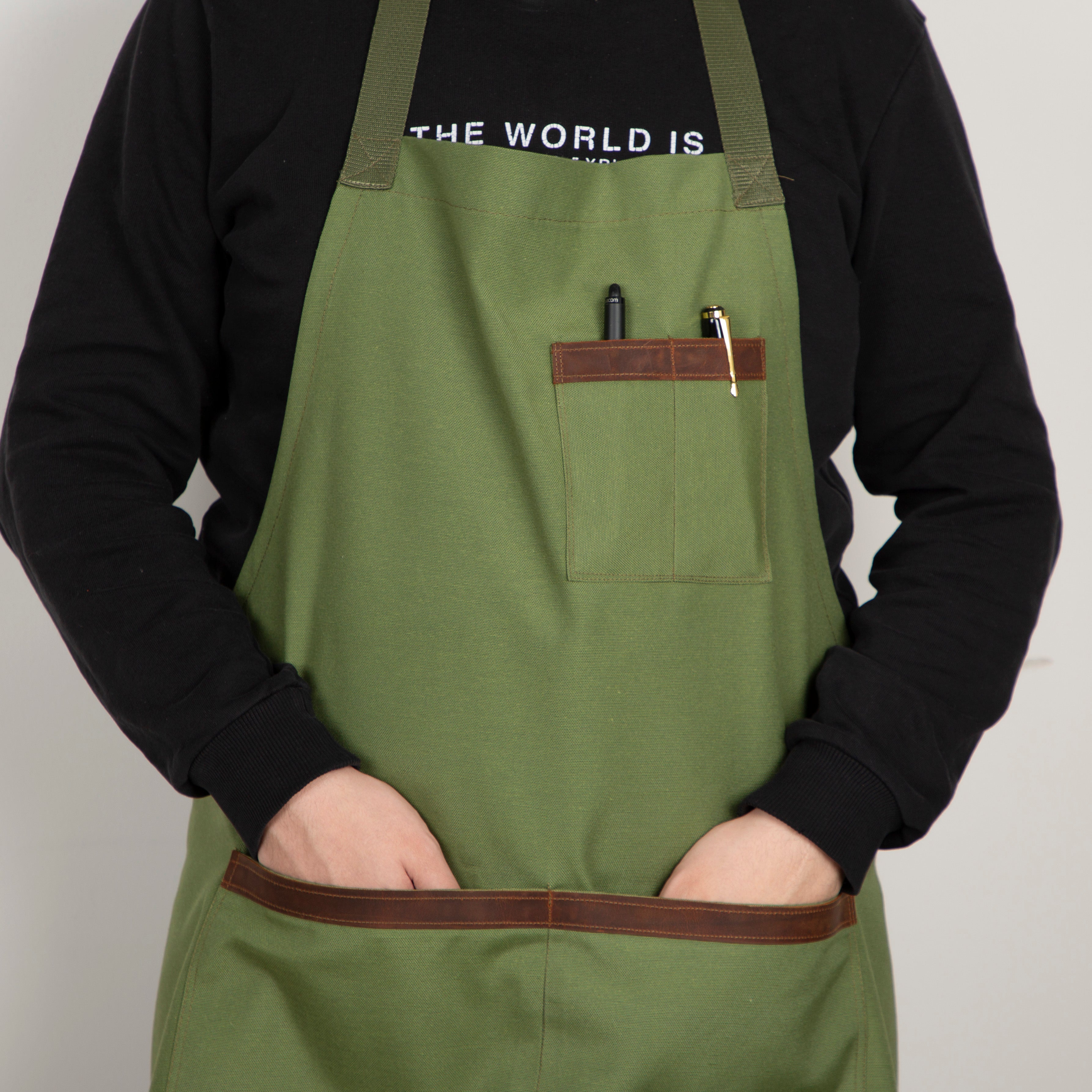 Durable Canvas Work Apron - Olive Green - Provence