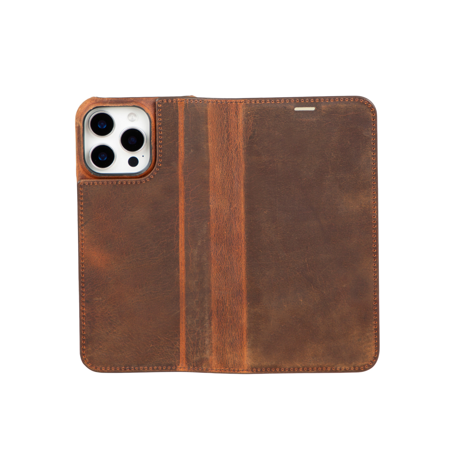 iPhone 16 Series Leather Wallet Case - Dark Brown - Seoul