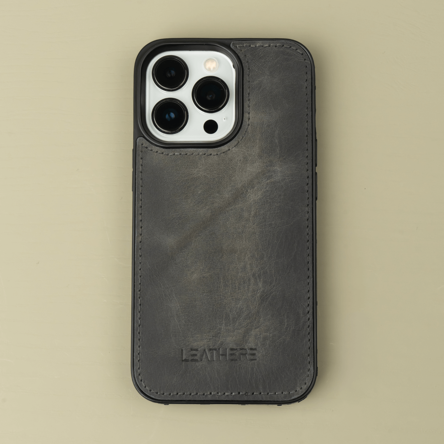 Grey Leather iPhone 16 Series Snap-On Case - LEATHERE