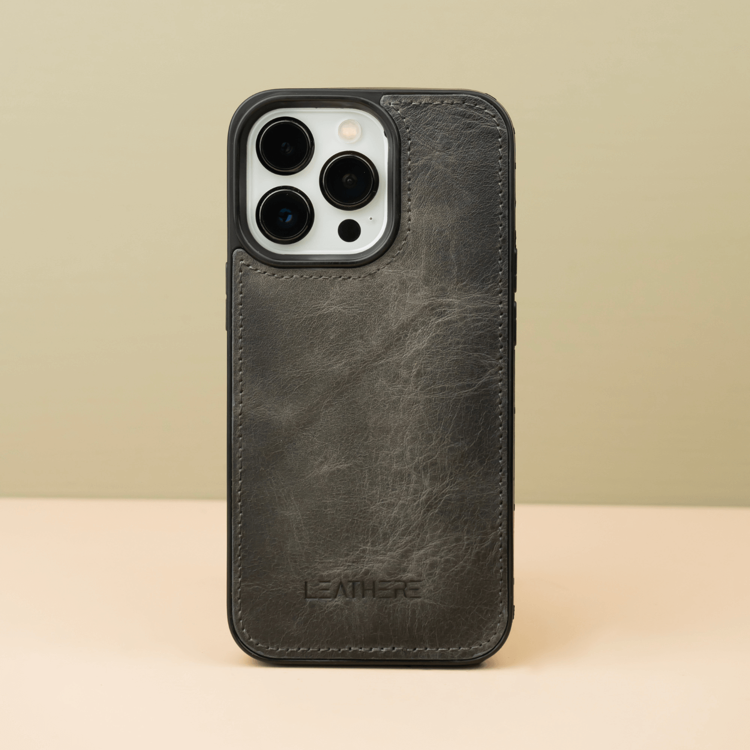 Grey Leather iPhone 16 Series Snap-On Case - LEATHERE