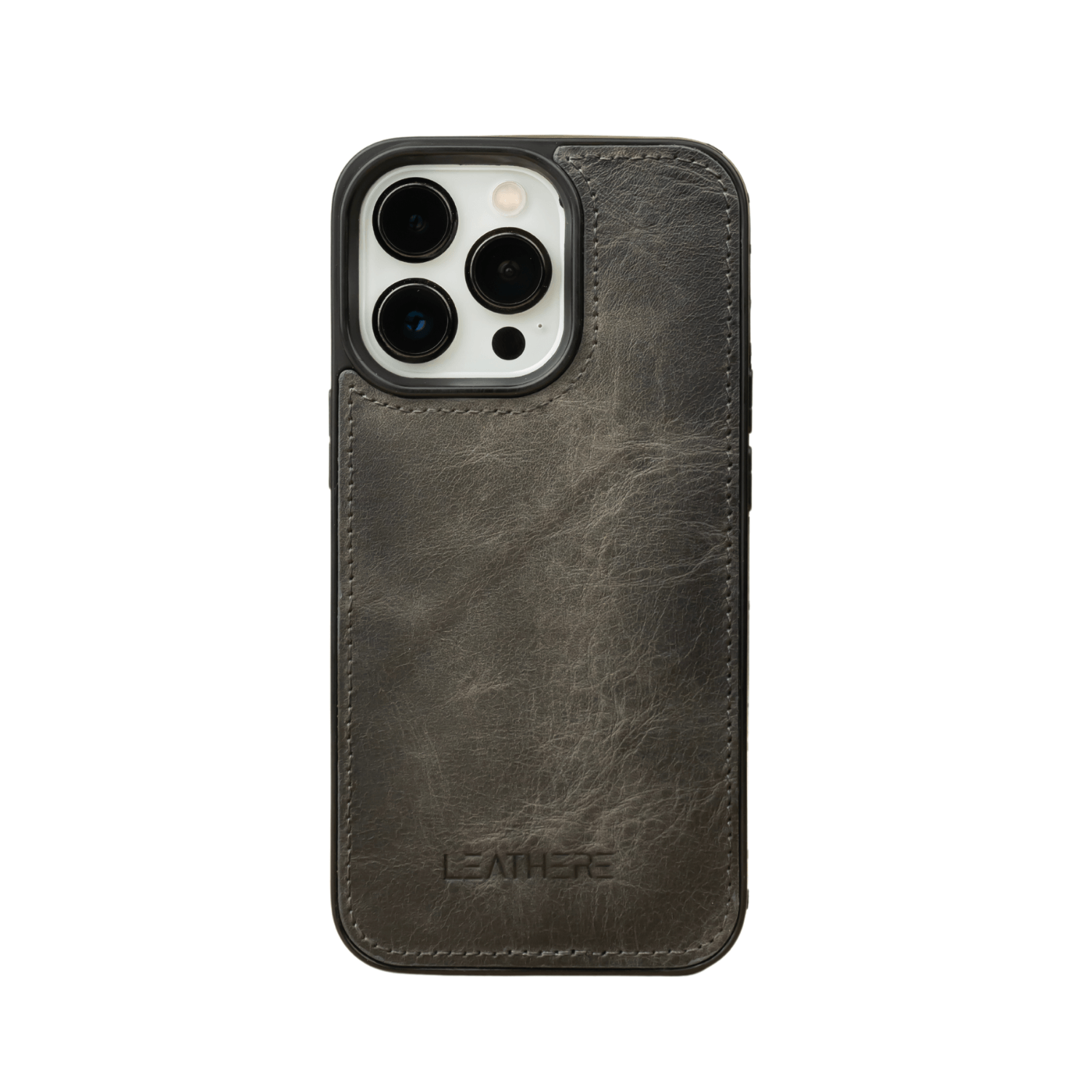 Grey Leather iPhone 16 Series Snap-On Case - LEATHERE