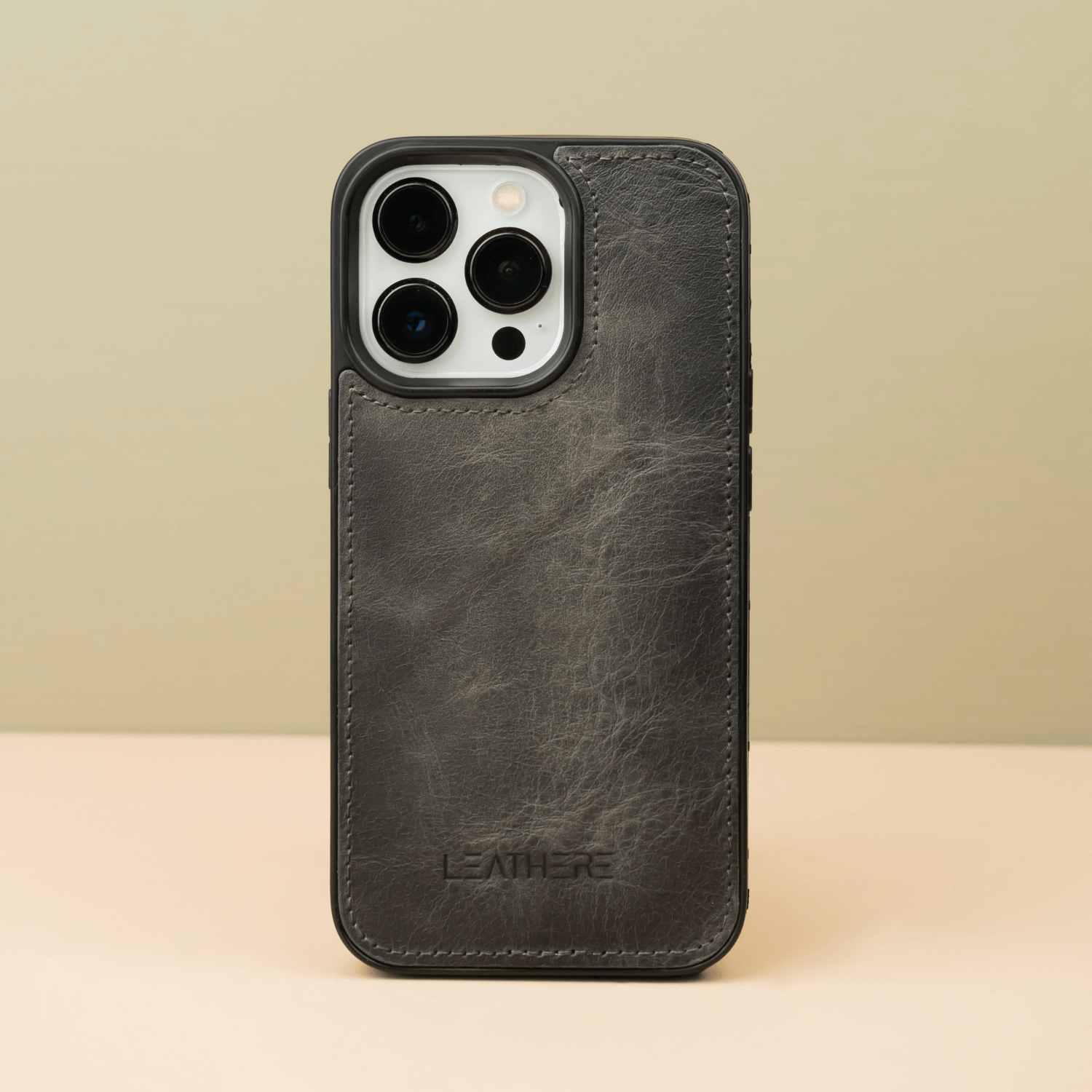 Grey Leather iPhone 16 Series Snap-On Case - LEATHERE