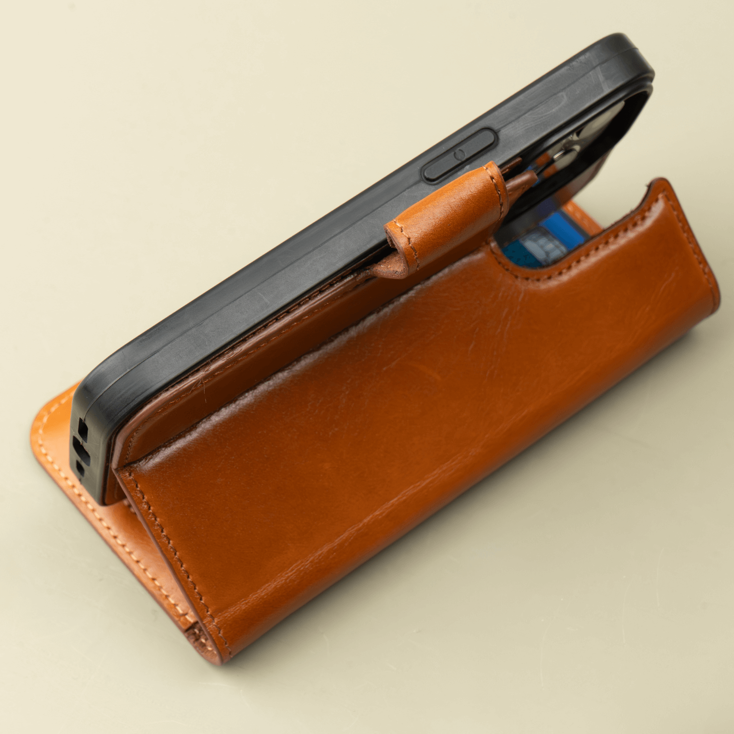 iPhone 15 Series Rustic Brown Leather Wallet Case - New York